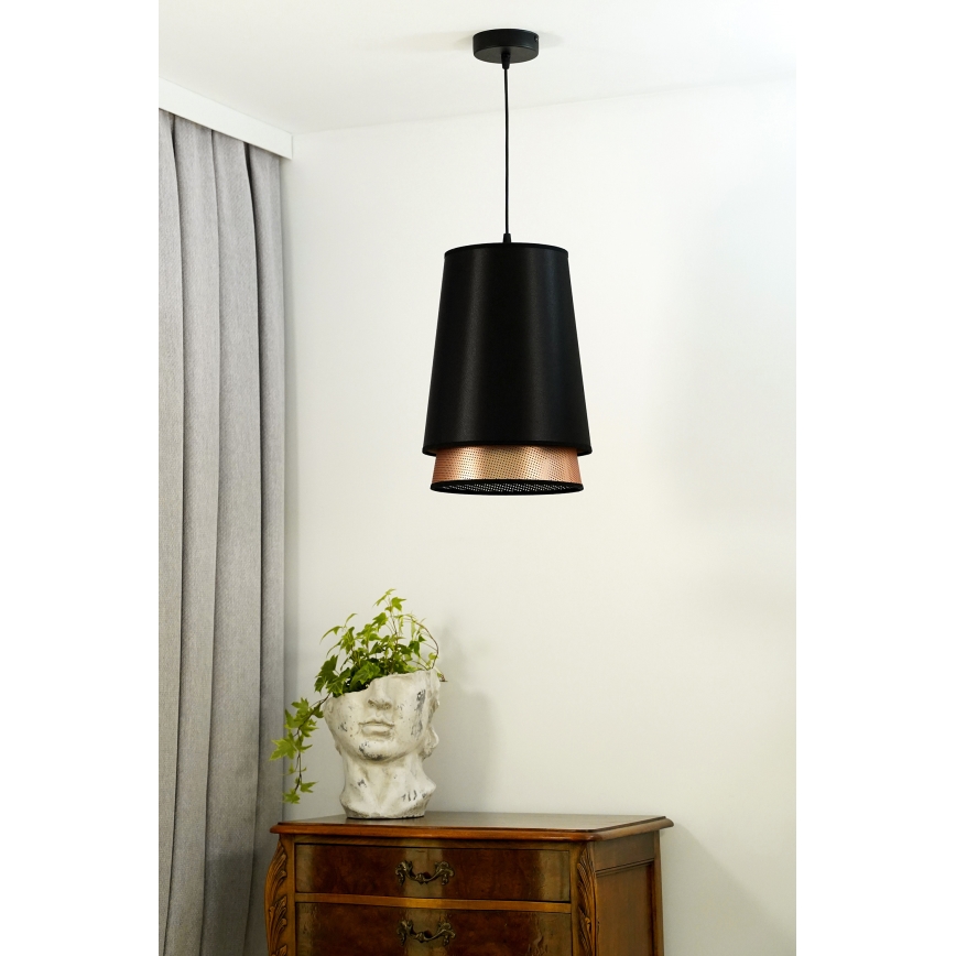 Duolla - Chandelier on a string BELL SHINY 1xE27/15W/230V d. 25 cm black/copper