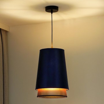 Duolla - Chandelier on a string BELL SHINY 1xE27/15W/230V d. 25 cm blue/copper