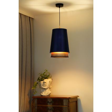 Duolla - Chandelier on a string BELL SHINY 1xE27/15W/230V d. 25 cm blue/copper