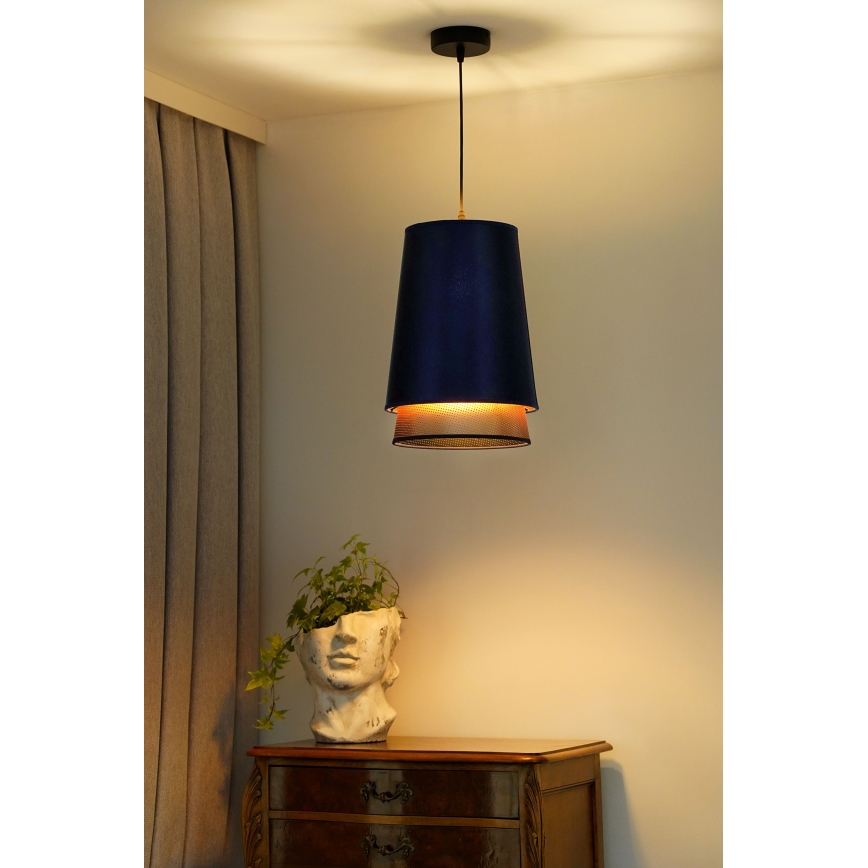 Duolla - Chandelier on a string BELL SHINY 1xE27/15W/230V d. 25 cm blue/copper