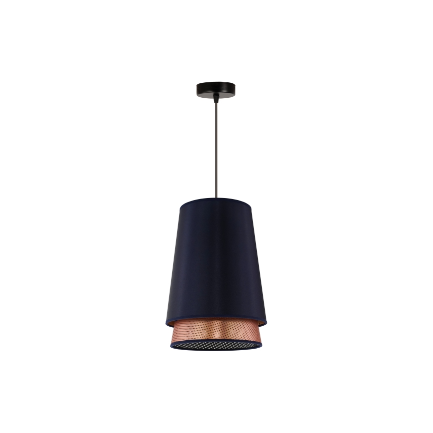 Duolla - Chandelier on a string BELL SHINY 1xE27/15W/230V d. 25 cm blue/copper