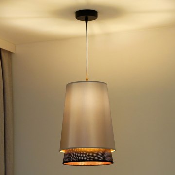 Duolla - Chandelier on a string BELL SHINY 1xE27/15W/230V d. 25 cm silver/black