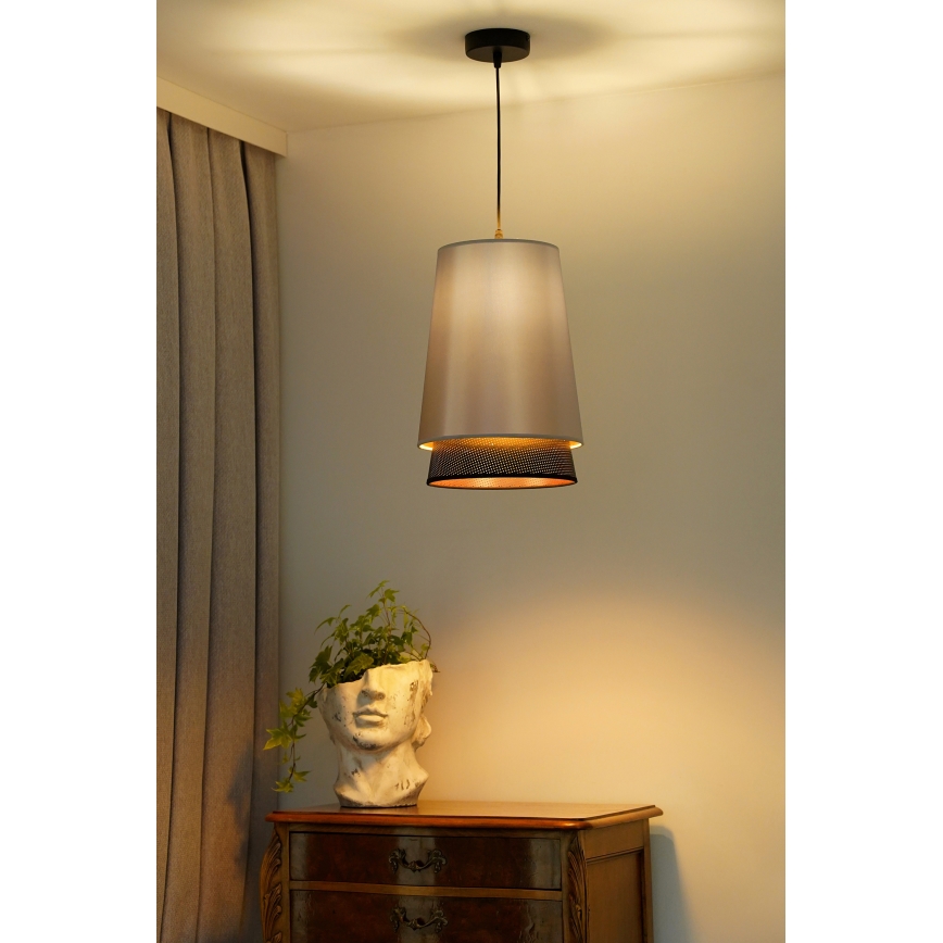 Duolla - Chandelier on a string BELL SHINY 1xE27/15W/230V d. 25 cm silver/black