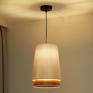 Duolla - Chandelier on a string BELL SHINY 1xE27/15W/230V d. 25 cm white/copper