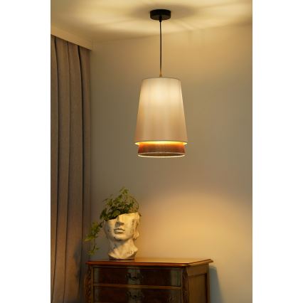 Duolla - Chandelier on a string BELL SHINY 1xE27/15W/230V d. 25 cm white/copper