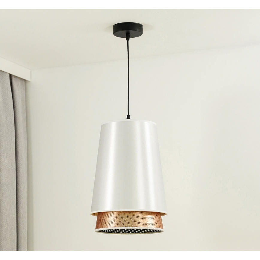 Duolla - Chandelier on a string BELL SHINY 1xE27/15W/230V d. 25 cm white/copper