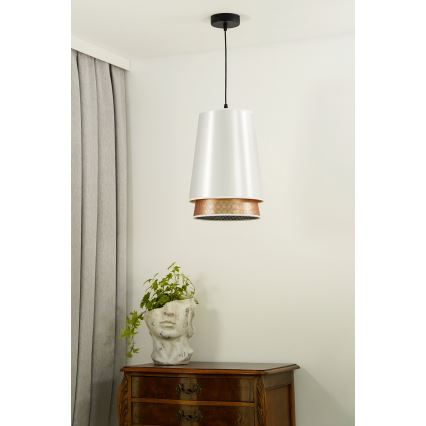 Duolla - Chandelier on a string BELL SHINY 1xE27/15W/230V d. 25 cm white/copper