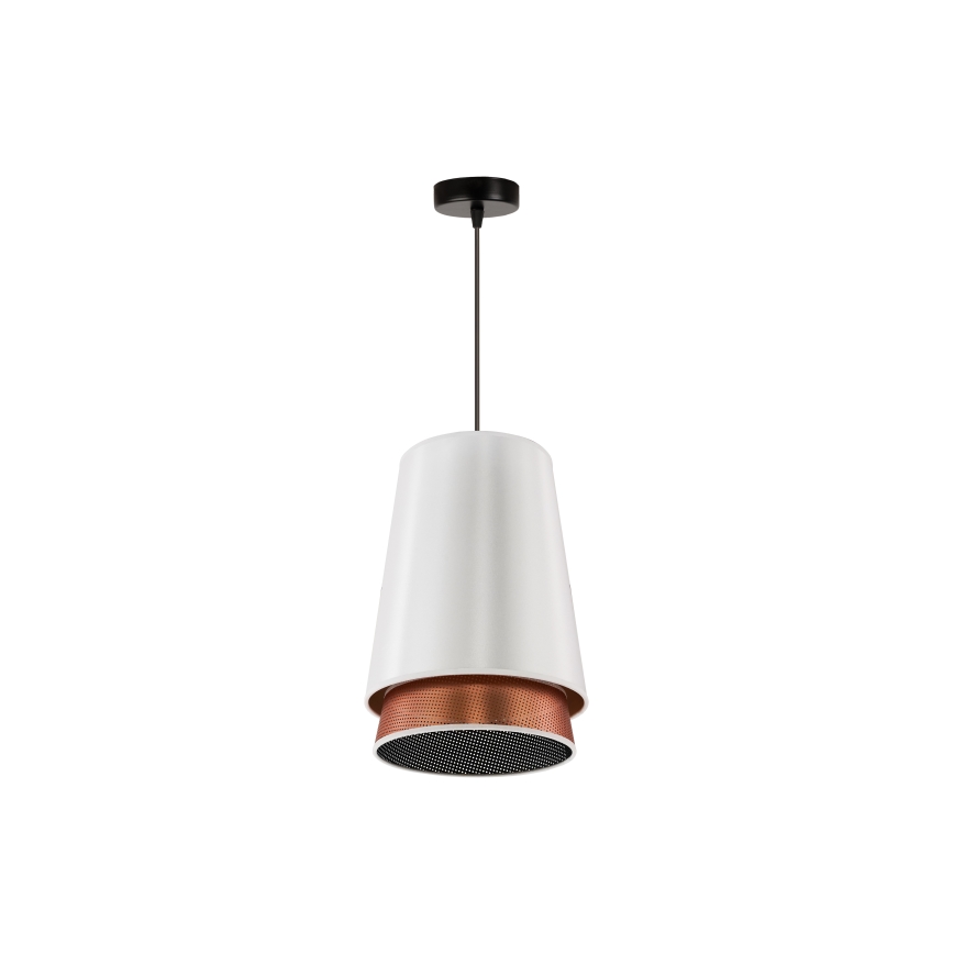 Duolla - Chandelier on a string BELL SHINY 1xE27/15W/230V d. 25 cm white/copper