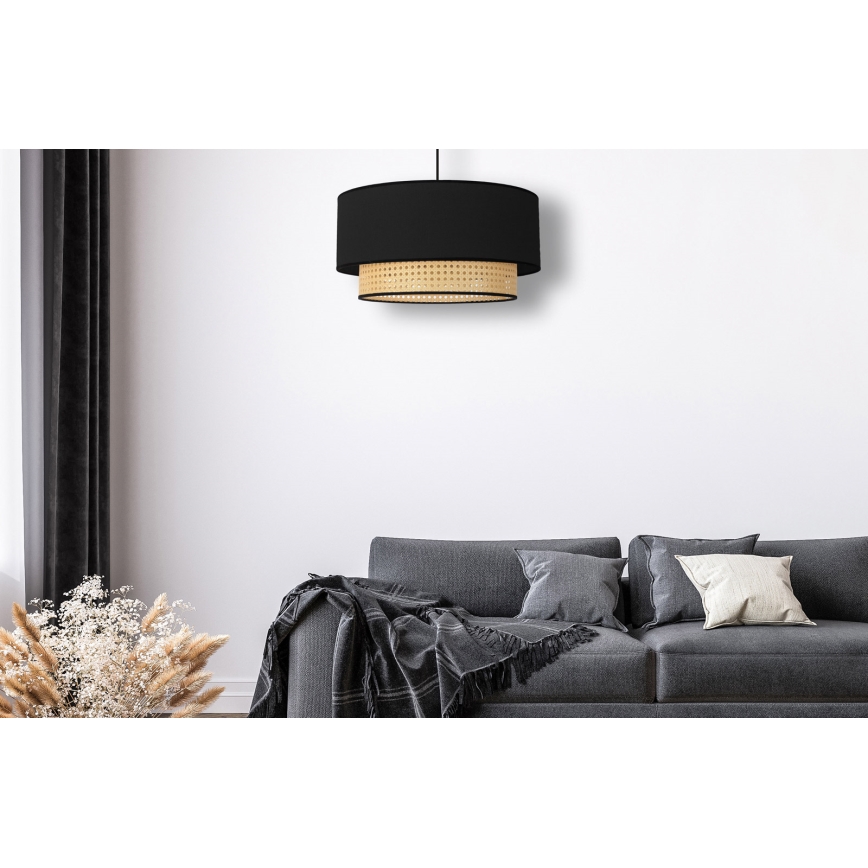 Duolla - Chandelier on a string BOHO 1xE27/15W/230V d. 45 cm black/rattan