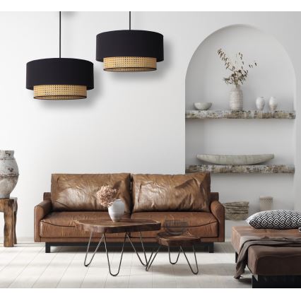 Duolla - Chandelier on a string BOHO 1xE27/15W/230V d. 45 cm black/rattan