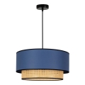 Duolla - Chandelier on a string BOHO 1xE27/15W/230V d. 45 cm blue/rattan