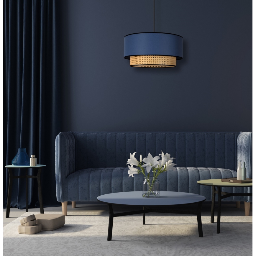 Duolla - Chandelier on a string BOHO 1xE27/15W/230V d. 45 cm blue/rattan