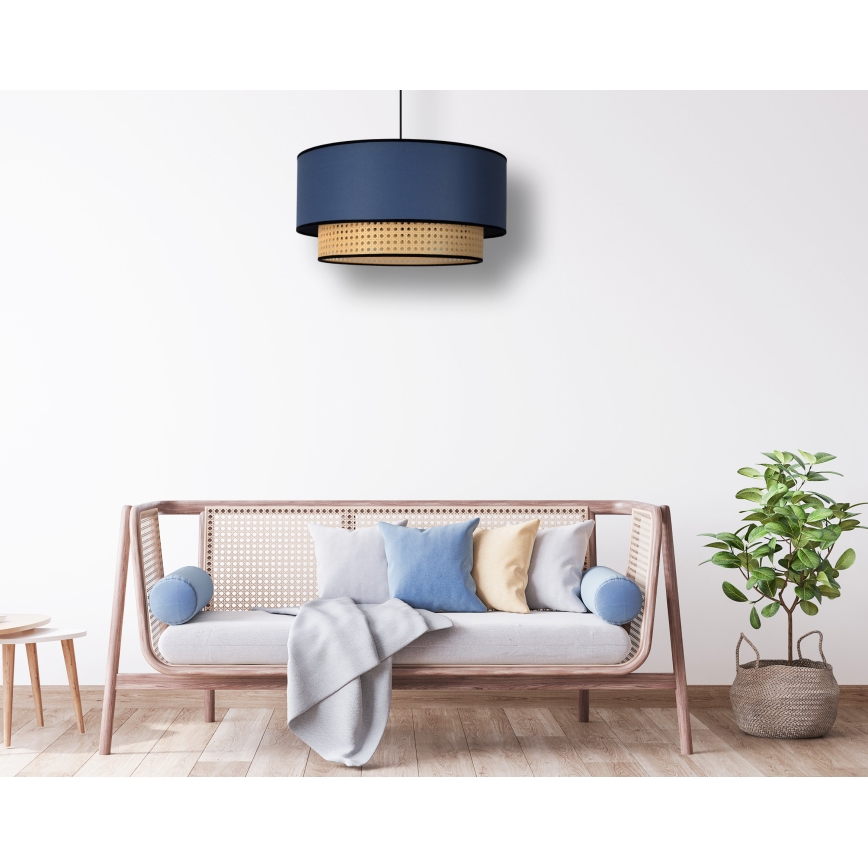 Duolla - Chandelier on a string BOHO 1xE27/15W/230V d. 45 cm blue/rattan