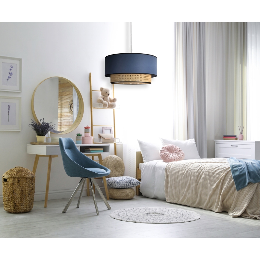 Duolla - Chandelier on a string BOHO 1xE27/15W/230V d. 45 cm blue/rattan