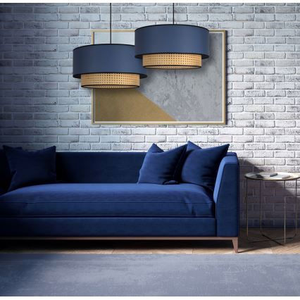 Duolla - Chandelier on a string BOHO 1xE27/15W/230V d. 45 cm blue/rattan