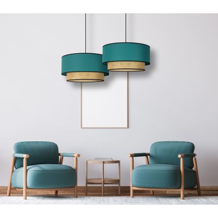 Duolla - Chandelier on a string BOHO 1xE27/15W/230V d. 45 cm turquoise/rattan