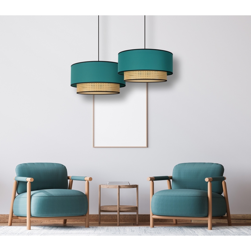 Duolla - Chandelier on a string BOHO 1xE27/15W/230V d. 45 cm turquoise/rattan