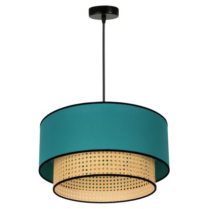 Duolla - Chandelier on a string BOHO 1xE27/15W/230V d. 45 cm turquoise/rattan