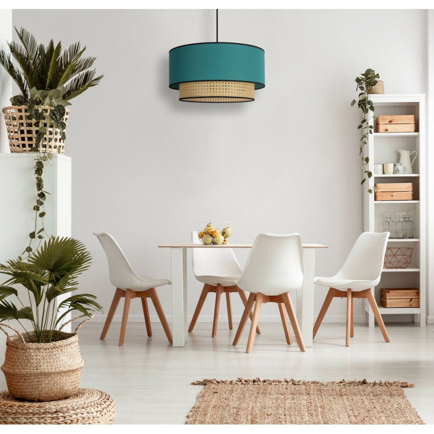 Duolla - Chandelier on a string BOHO 1xE27/15W/230V d. 45 cm turquoise/rattan