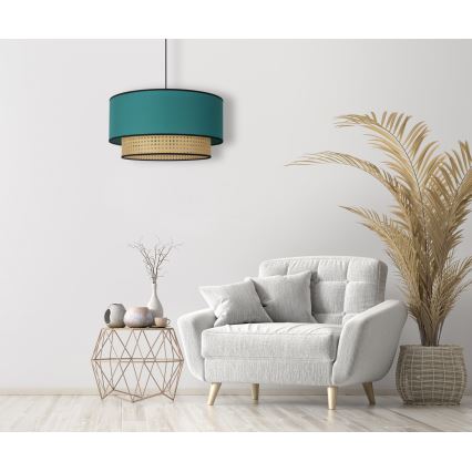Duolla - Chandelier on a string BOHO 1xE27/15W/230V d. 45 cm turquoise/rattan