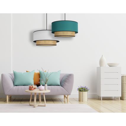Duolla - Chandelier on a string BOHO 1xE27/15W/230V d. 45 cm turquoise/rattan