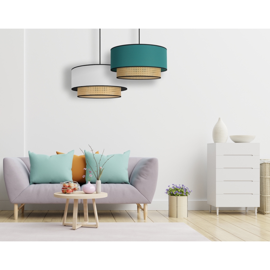Duolla - Chandelier on a string BOHO 1xE27/15W/230V d. 45 cm turquoise/rattan