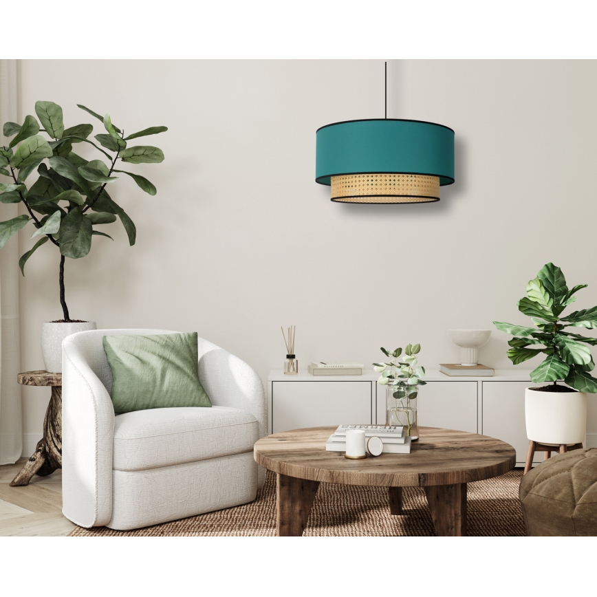 Duolla - Chandelier on a string BOHO 1xE27/15W/230V d. 45 cm turquoise/rattan