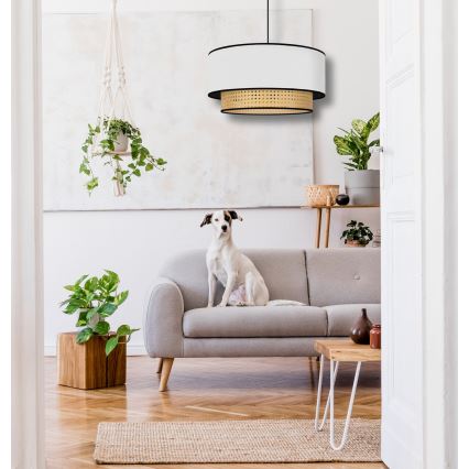 Duolla - Chandelier on a string BOHO 1xE27/15W/230V d. 45 cm white/rattan