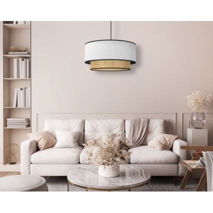Duolla - Chandelier on a string BOHO 1xE27/15W/230V d. 45 cm white/rattan