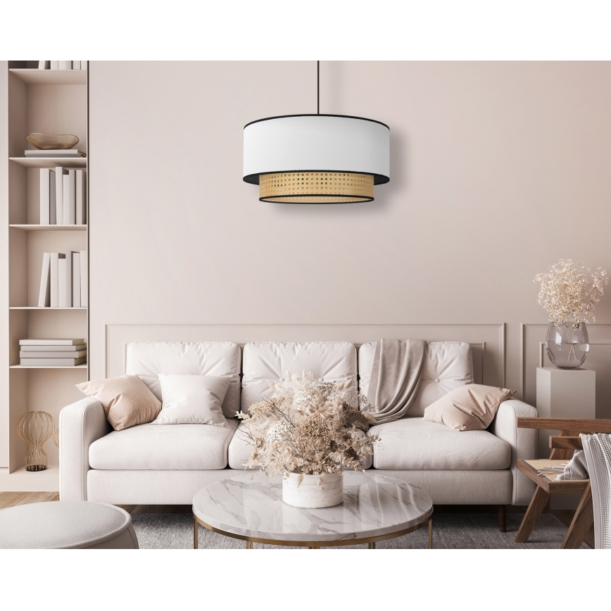 Duolla - Chandelier on a string BOHO 1xE27/15W/230V d. 45 cm white/rattan