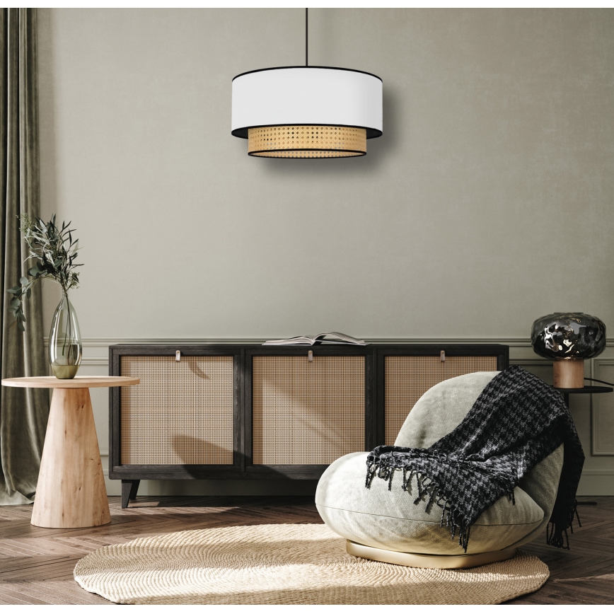Duolla - Chandelier on a string BOHO 1xE27/15W/230V d. 45 cm white/rattan