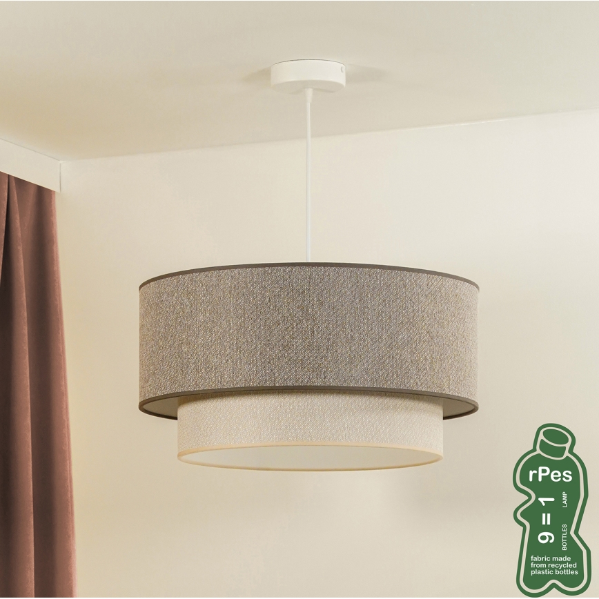 Duolla - Chandelier on a string BOHO ECO RECYCLING 1xE27/15W/230V d. 45 cm brown/creamy