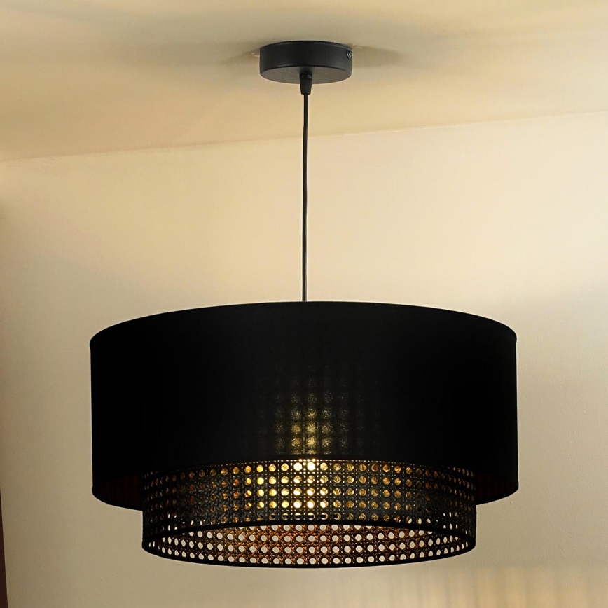 Duolla - Chandelier on a string BOHO RATTAN 1xE27/15W/230V d. 45 cm black