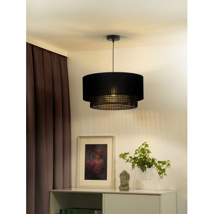 Duolla - Chandelier on a string BOHO RATTAN 1xE27/15W/230V d. 45 cm black