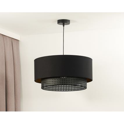 Duolla - Chandelier on a string BOHO RATTAN 1xE27/15W/230V d. 45 cm black