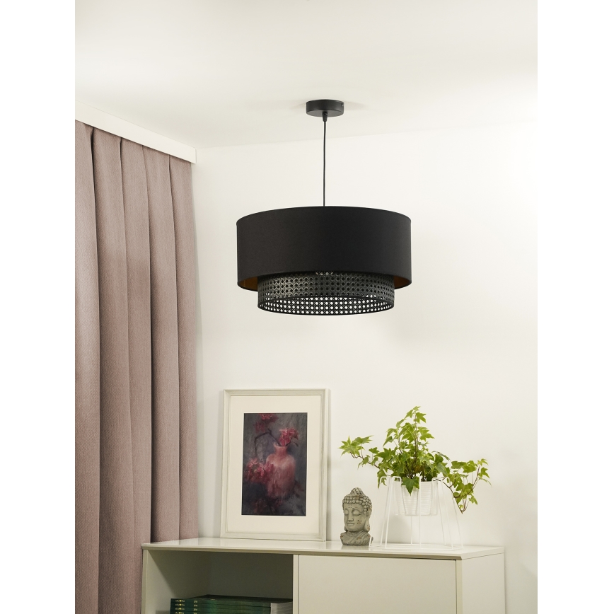 Duolla - Chandelier on a string BOHO RATTAN 1xE27/15W/230V d. 45 cm black