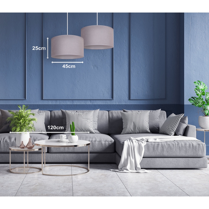 Duolla - Chandelier on a string BRISTOL 1xE27/40W/230V d. 45 cm grey