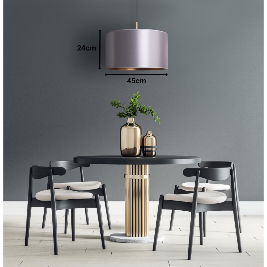 Duolla - Chandelier on a string CANNES 1xE27/15W/230V d. 45 cm silver/copper