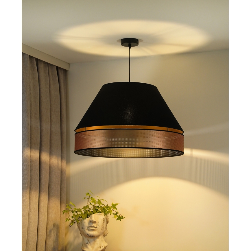 Duolla - Chandelier on a string COPPER SHINY 1xE27/15W/230V d. 60 cm black/copper