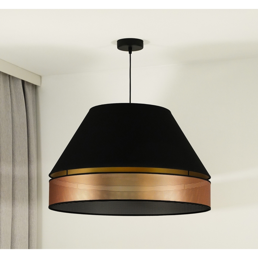 Duolla - Chandelier on a string COPPER SHINY 1xE27/15W/230V d. 60 cm black/copper