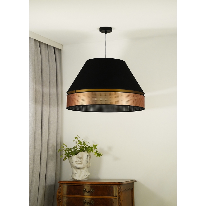 Duolla - Chandelier on a string COPPER SHINY 1xE27/15W/230V d. 60 cm black/copper
