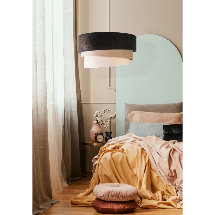 Duolla - Chandelier on a string DEVON 1xE27/40W/230V d. 45 cm black/beige