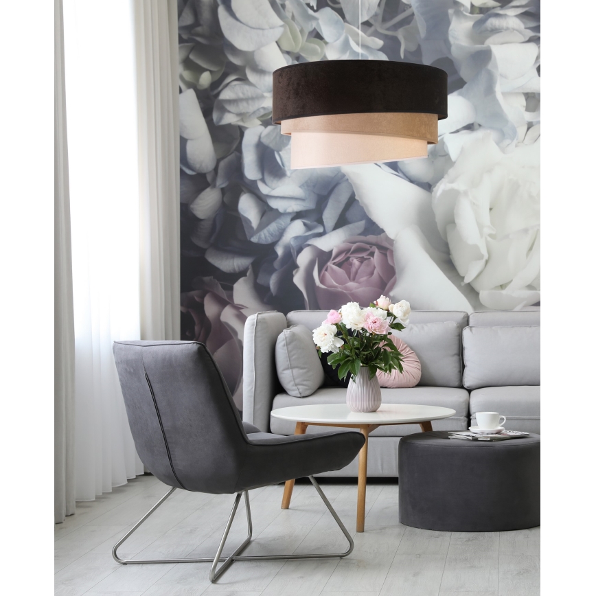 Duolla - Chandelier on a string DEVON 1xE27/40W/230V d. 45 cm black/beige