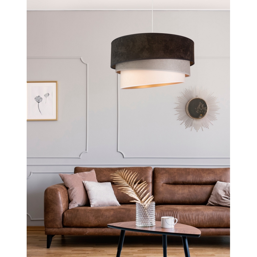 Duolla - Chandelier on a string DEVON 1xE27/40W/230V d. 45 cm black/grey/beige