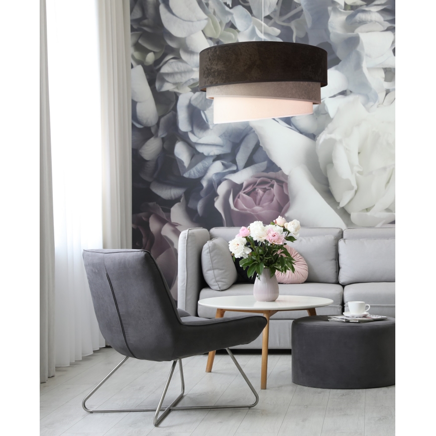 Duolla - Chandelier on a string DEVON 1xE27/40W/230V d. 45 cm black/grey/beige