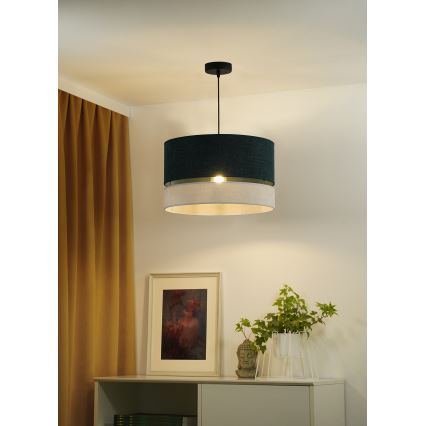 Duolla - Chandelier on a string DOUBLE 1xE27/15W/230V d. 40 cm green/grey