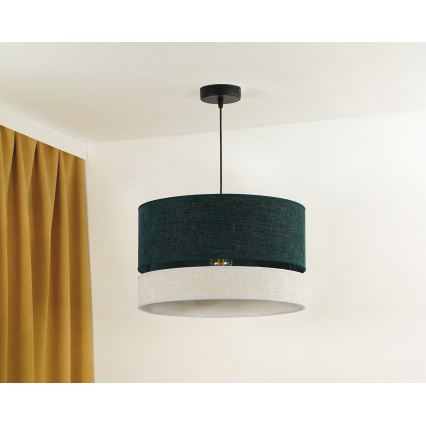 Duolla - Chandelier on a string DOUBLE 1xE27/15W/230V d. 40 cm green/grey