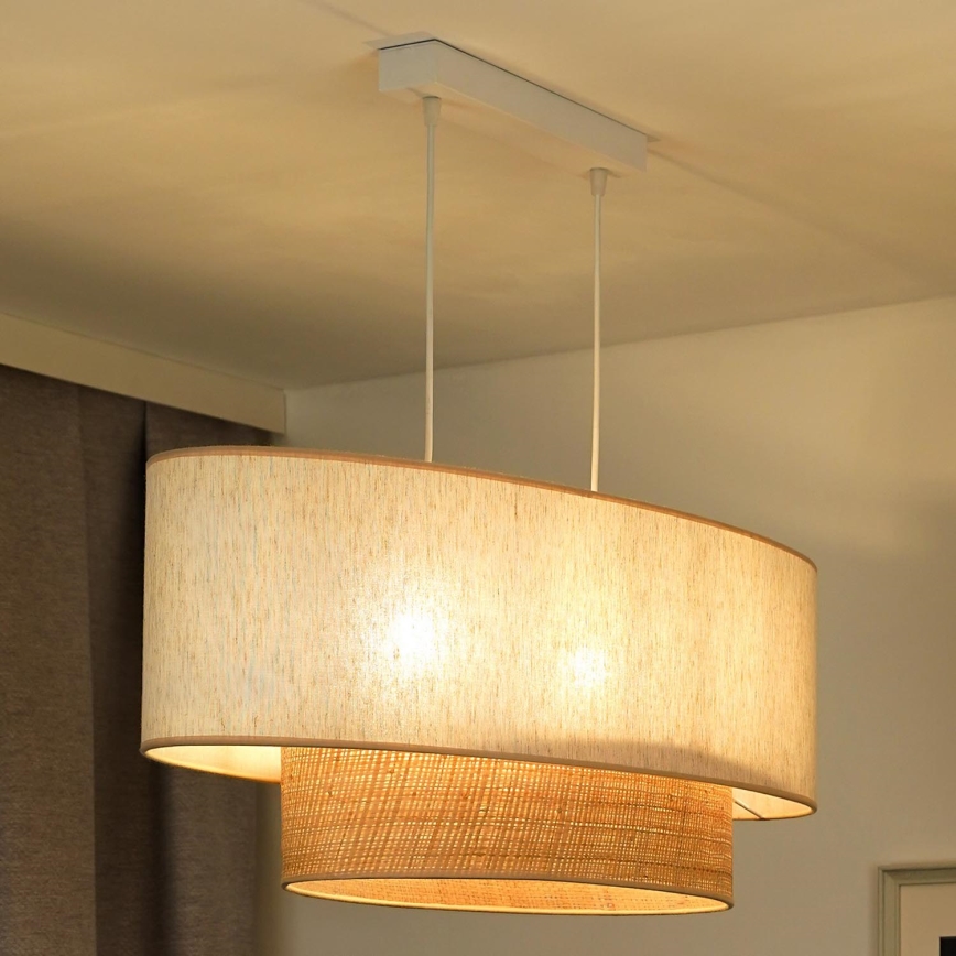 Duolla - Chandelier on a string DOUBLE OVAL NATURE 2xE27/15W/230V creamy/beige