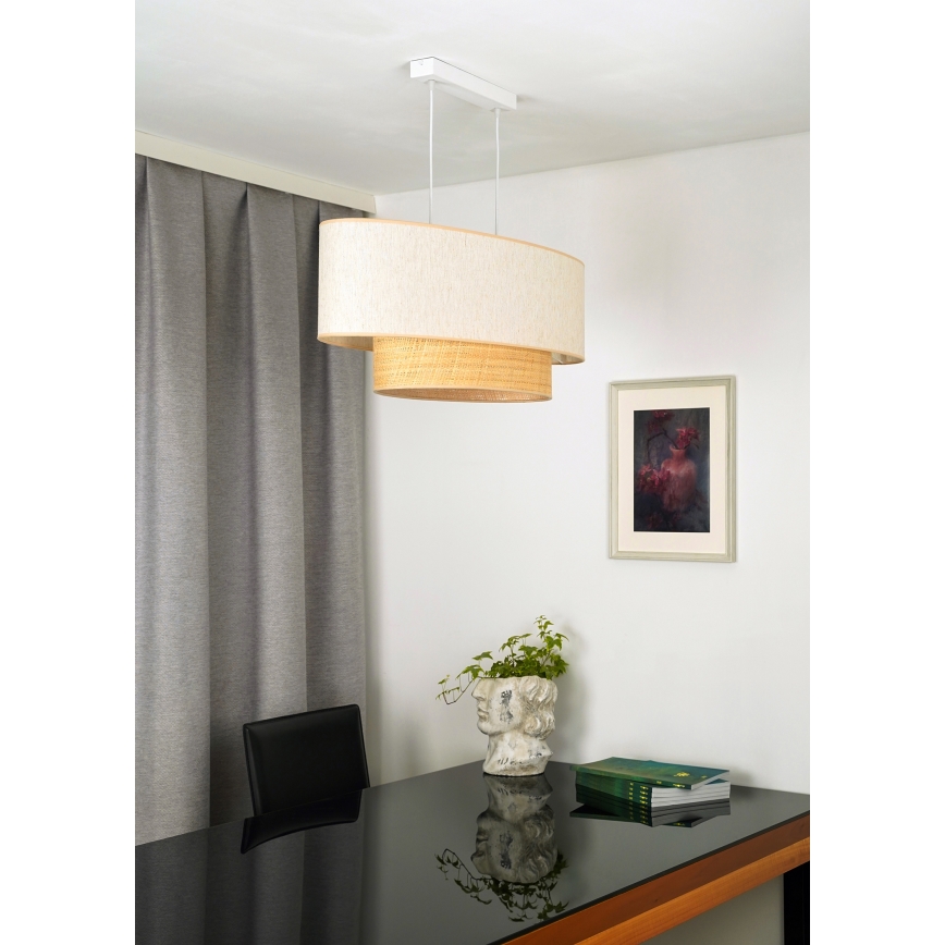 Duolla - Chandelier on a string DOUBLE OVAL NATURE 2xE27/15W/230V creamy/beige