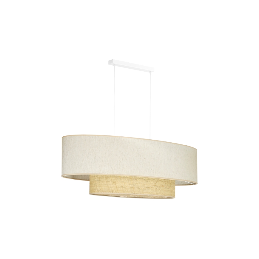 Duolla - Chandelier on a string DOUBLE OVAL NATURE 2xE27/15W/230V creamy/beige
